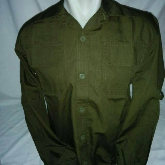 Long sleeve defender green army/kemeja pdl/lapangan hijau army ripstop katun