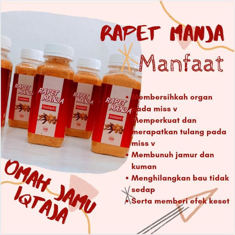 

JAMU RAPET MANJA JAMU TRADISIONAL JAMU INSTAN RAPET MISS V RAPET WANGI