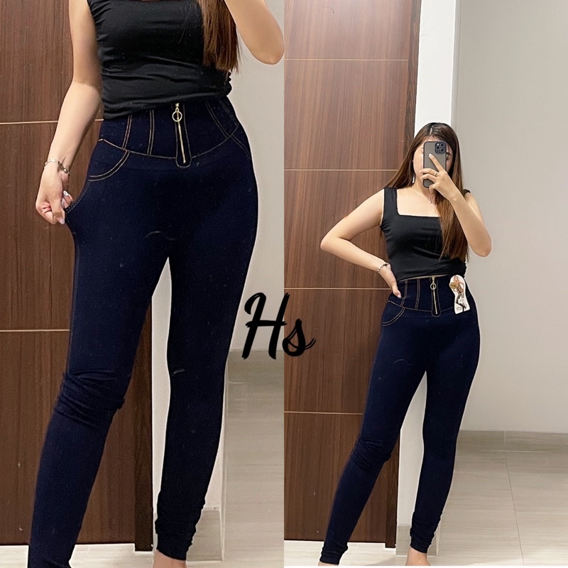 LEGGING JEANS ZIPPER IMPORT KODE 975