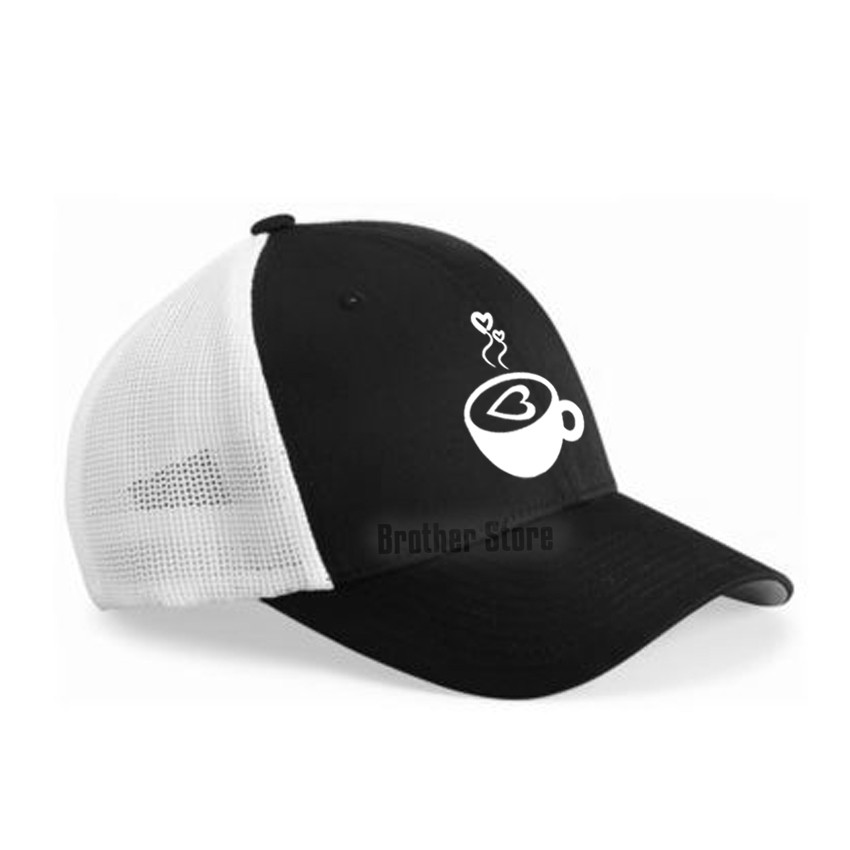 Topi Trucker Coffe Lover White - Black Premium