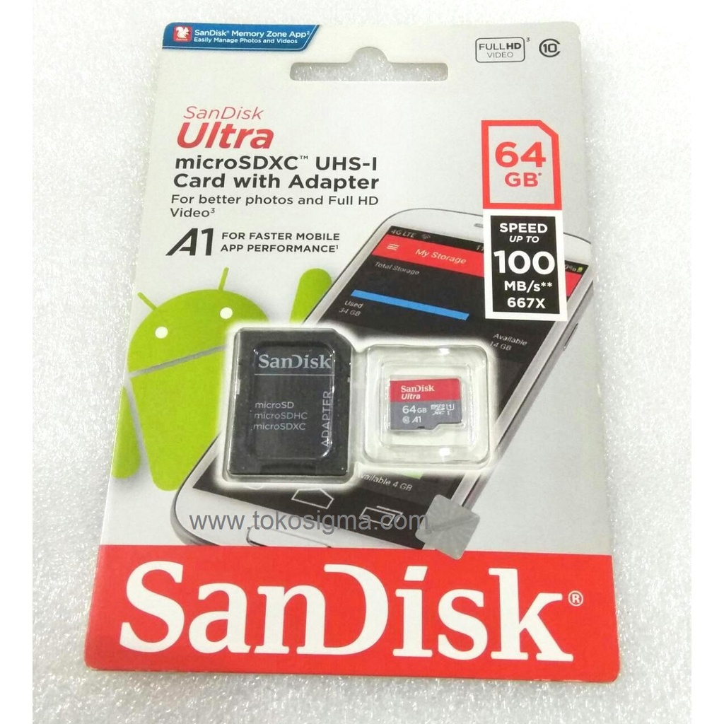 Memory HP MicroSD card Original SANDISK ULTRA MICRO SDHC 64GB 100mbps