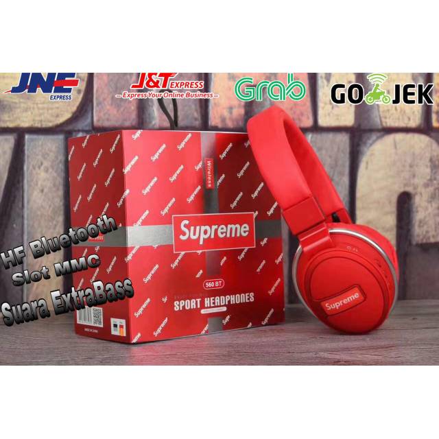 HEADPHONE WIRELESS BLUETOOTH LOGO SUPRME 560BT SUPER BASS HEADSET 560BT