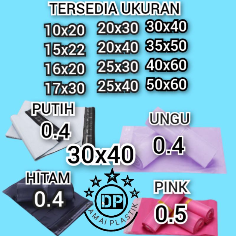 Kantong Plastik Packing PE 30x40CM Olshop Polymailer Hitam Putih Pink 30x40 Amplop ungu 32x45