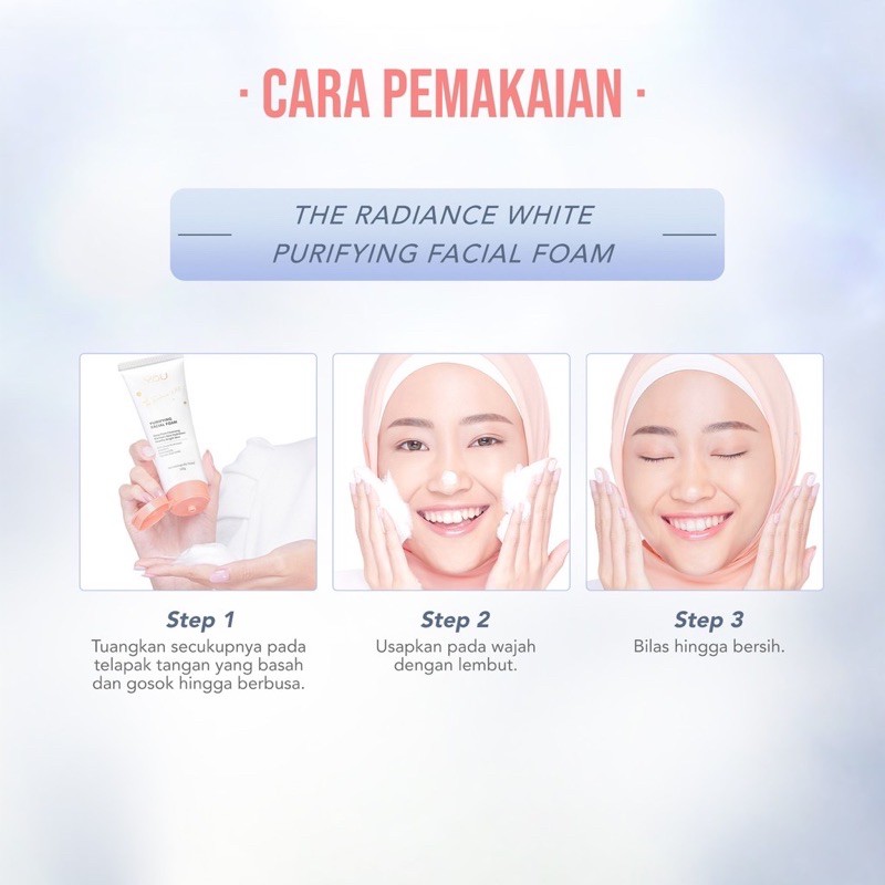 YOU Radiance Glow Purifying Facial Foam | Brightening Vitamin C Niacinamide | Amino Gentle Cleansing | Mencerahkan ( YOU MAKEUPS OFFICIAL STORE )