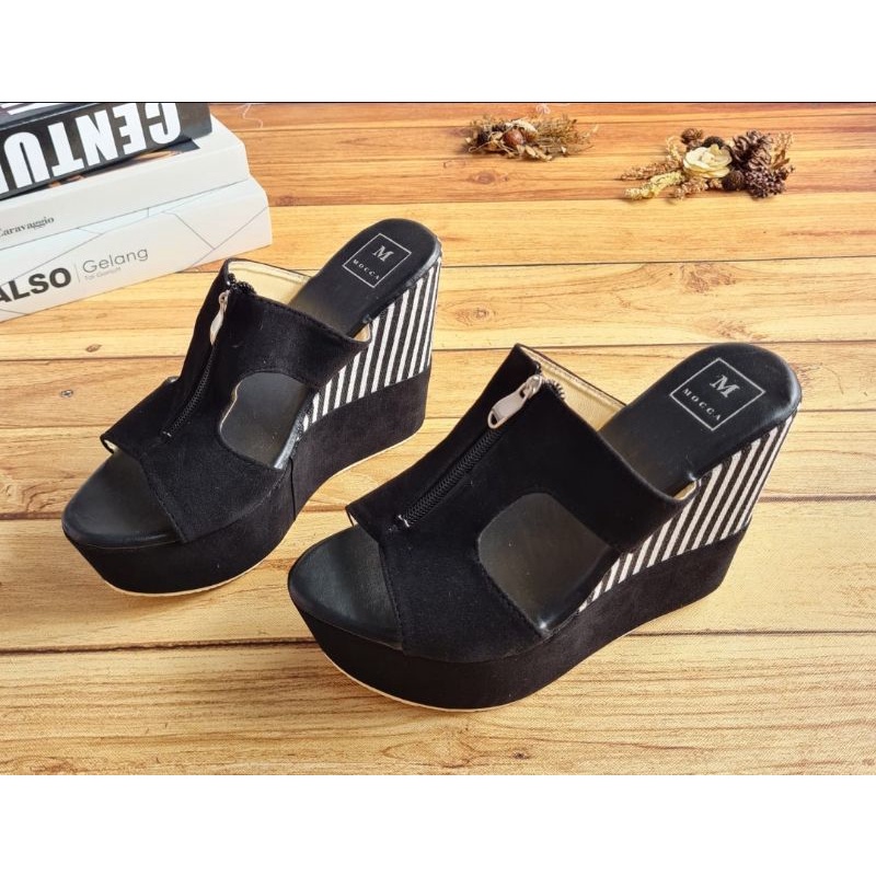 ABBUSHOES Dh 158 sendal wedges sendal sleting 12cm