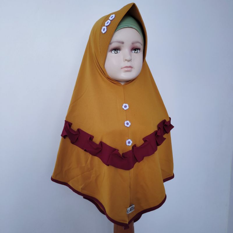 jilbab anak 4 5 6 7 8 tahun benik kancing lucu ( jilbab kancina )