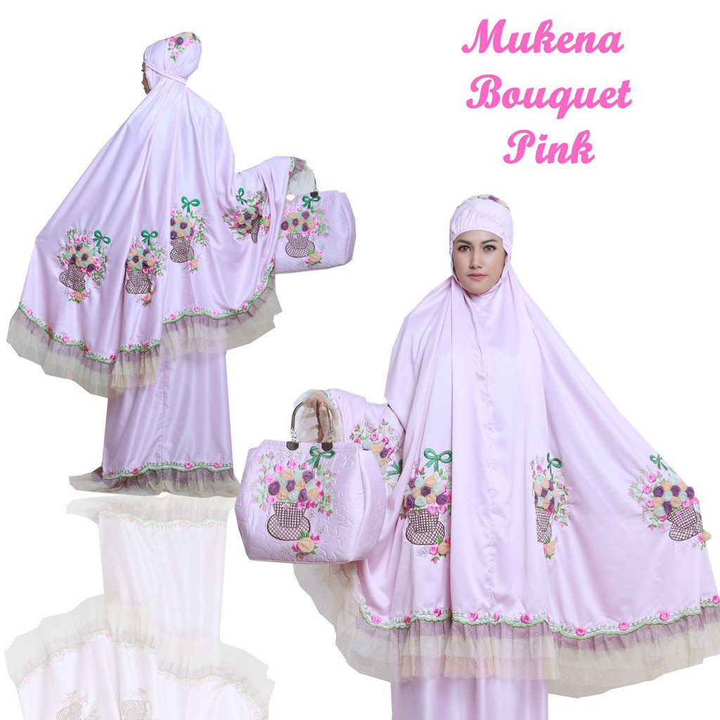Mukena mukenah Dewasa shalat Sholat adem mewah polos dan motif Satin Behel Bouquet