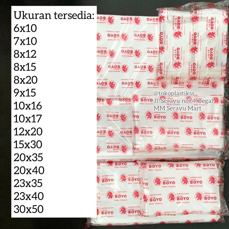 plastik PP Joyo Boyo 250gr Berbagai Ukuran