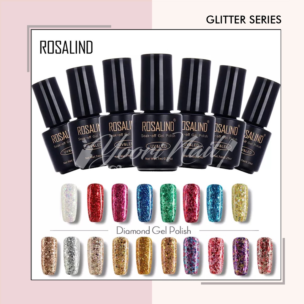 Mini rosalind glitter diamond series gel polish 7ml kutek gel nailart gliter