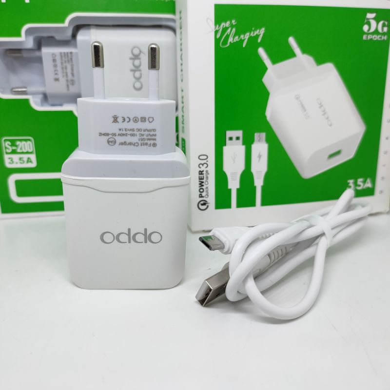 Charger Casan Oppo S-200 Quick Charger Output 2.4A Kabel Micro USB