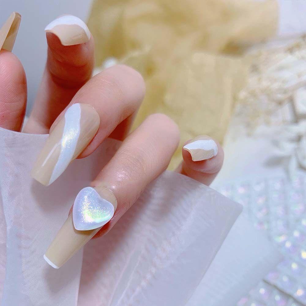 AUGUSTINA Agustinina Kristal Nail Art Perhiasan Gaya Jepang Giltter Warna Hati Flatback Kuku Permata Bulat Hiasan Kuku Manikur Aksesoris