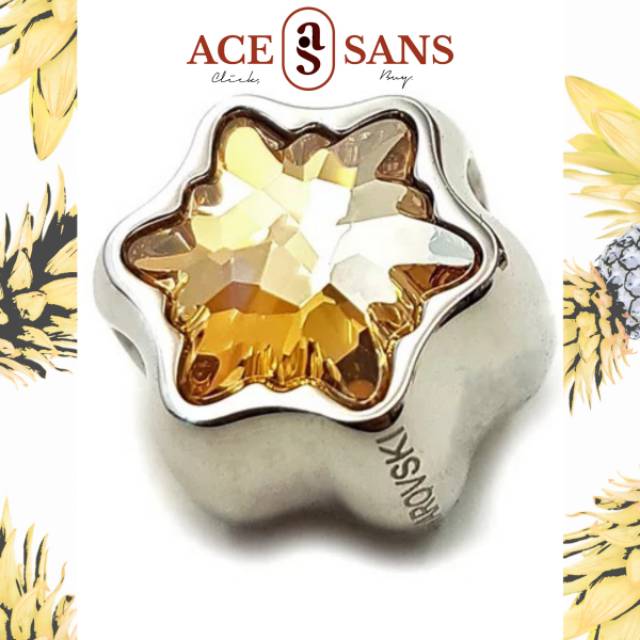 Perhiasan Liontin Charm Swarovski | Pave Edelweiss Golden by AR Hestia | Kalung | Liontin | Original