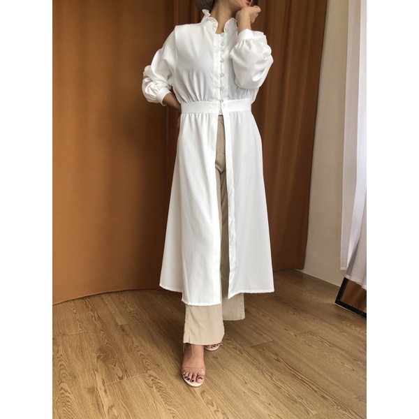 Zéa - Moda - Tunik Korea Putih Busui Dress Lebaran