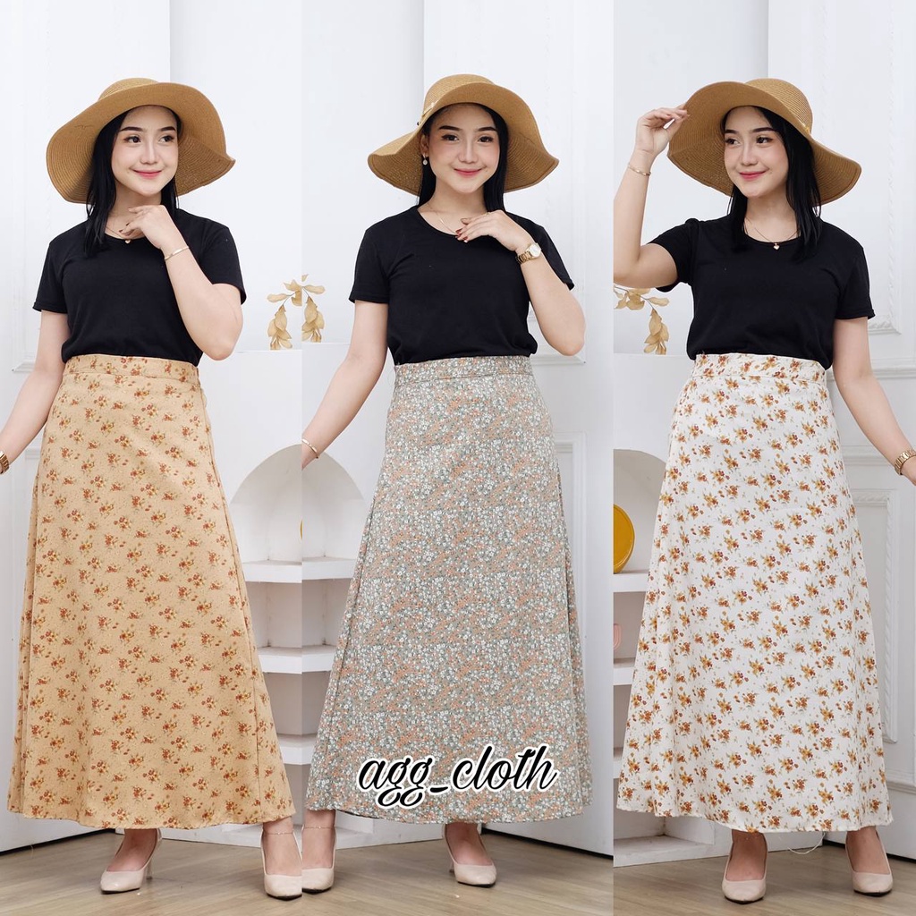 Floral Skirt / A-line skirt/ Korean style/ Rok midi Rok bunga / KOREAN STYLE