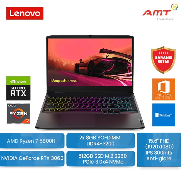 LENOVO IdeaPad Gaming 3 15ACH6 Ryzen7 5800H 16GB RTX 3060 512GB SSD