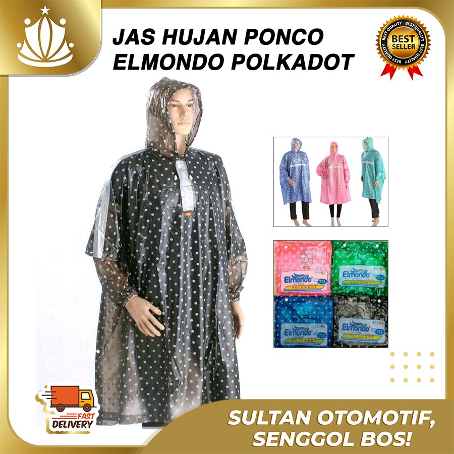 JAS HUJAN Ponco POLKADOT Pop Elmondo 713 Promo Murah / Jas Hujan bagus Berkualitas Kalong