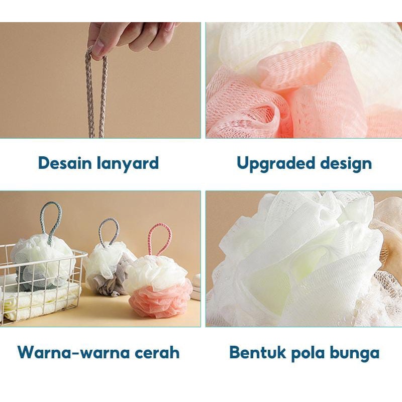 SPONGE MANDI / SHOWER PUFF / SPONGE BUSA BAGUS / SPONS MANDI PENDEK