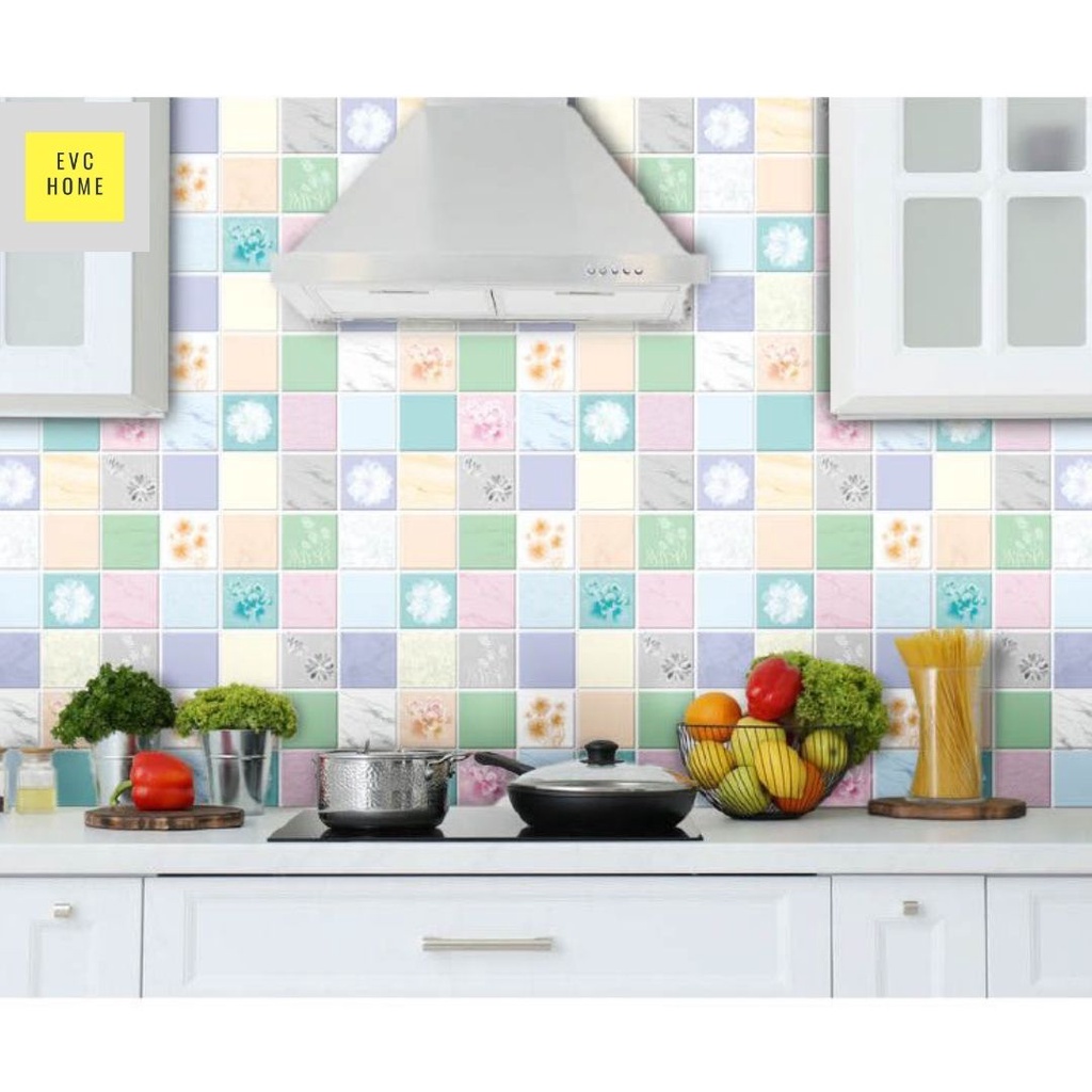 EVCHOME 60CM x 3M Wallpaper Sticker Dapur Aluminium Foil/ Lemari/ Meja/ Serba Guna/ Wallpaper Kitchen