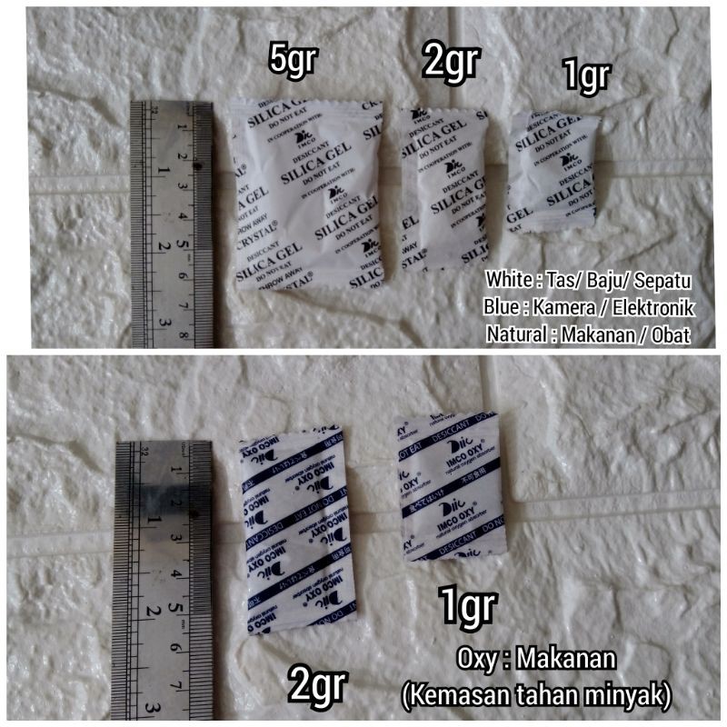 Silica gel white/blue/oxyfree/obat/makanan/elektronik