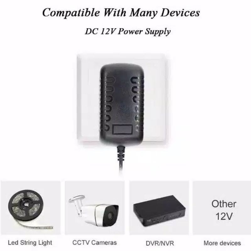 ADAPTOR POWER SUPPLY 12V AC TO DC 2A 3A 5A  2Ampere Untuk CCTV LED STRIP DVR KUALITAS REAL 12 V