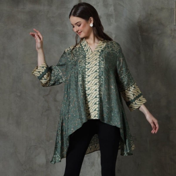 Jual RINJANIE AVON - BLOUSE ALENA KALONG KERAH SAPHIRE GREEN - All Size Berkualitas