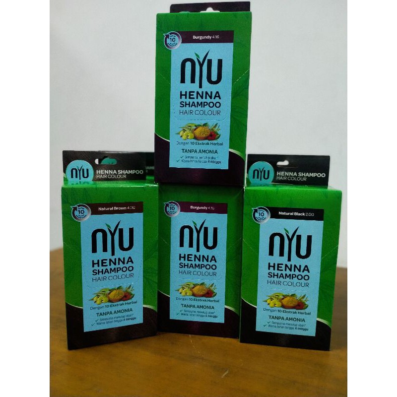 NYU HENNA SHAMPOO PEWARNA RAMBUT BOX ISI 4 SACHET @20ML