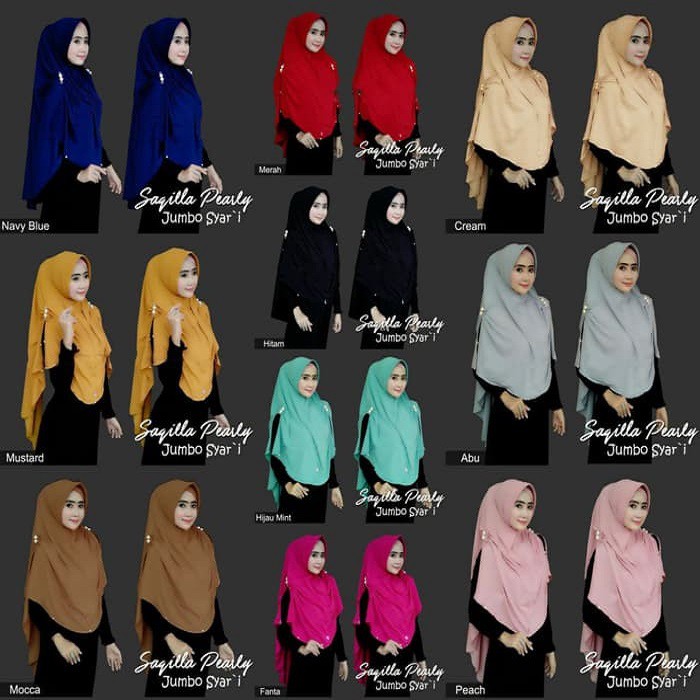 Khimar Hijab Saqilla Pearly Jumbo Syar'i