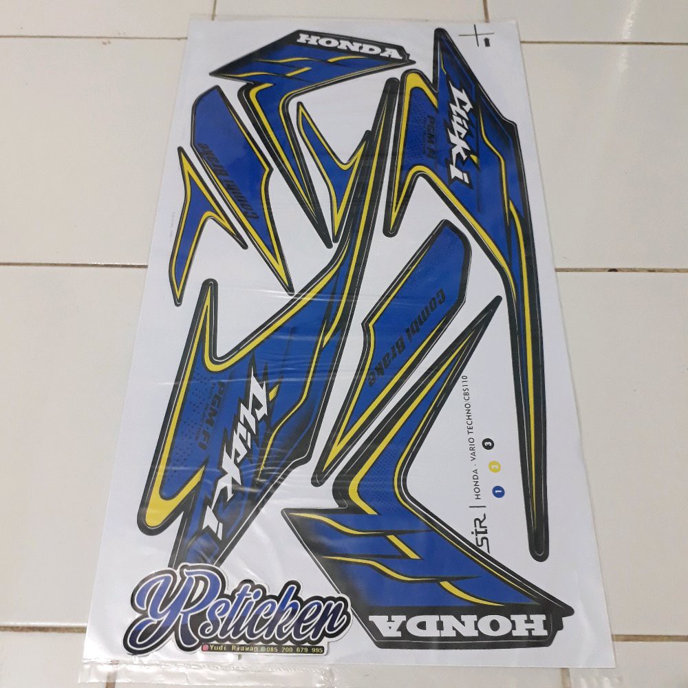 striping sticker variasi honda vario 110 techno-cbs lama 2009-2011 karbu biru ku