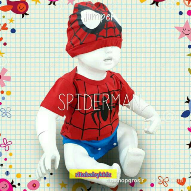 JUMPER BAYI SPIDERMAN+TOPI