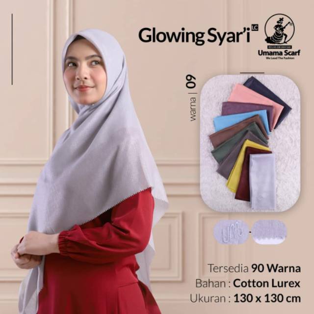 SEGIEMPAT GLOWING SYARI LC UMAMA SCARF / HIJAB JILBAB SQUARE GLOWING LUREX SYARI LASER CUT MURAH