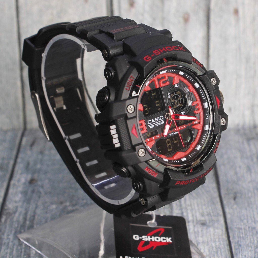 PROMO MURAH  CASIO G-SHOCK Gmix Full Merah dual time digital analog , Jam tangan pria keren