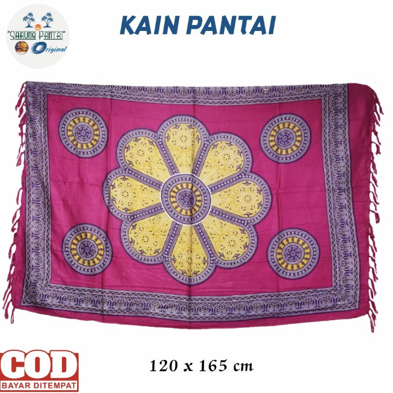 Kain bali / Kain pantai motif teratai ukuran 120x165 cm/ kain buat santai / kain bali murah bahan katun rayon sembilanmode