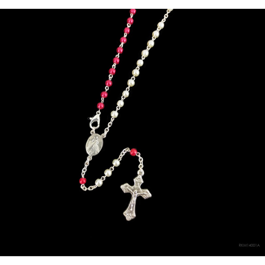 Diskon Rosario Merah Putih  Mutiara Artificial 4mm  Devosi  Katolik oo78b00cq7WyDr