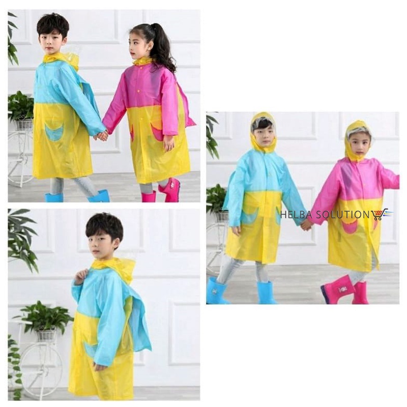 Jas Hujan Anak TK SD 4 5 6 7 8 Tahun Laki Laki Perempuan Mantel Hujan Model Terusan Motif Karakter Kids Rain Coat