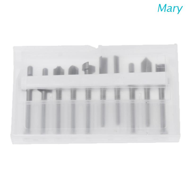 Mary 10pcs / Set Mata Bor Router Bits HSS 1 / 8 &quot;3mm Untuk Alat Pertukangan Kayu DIY