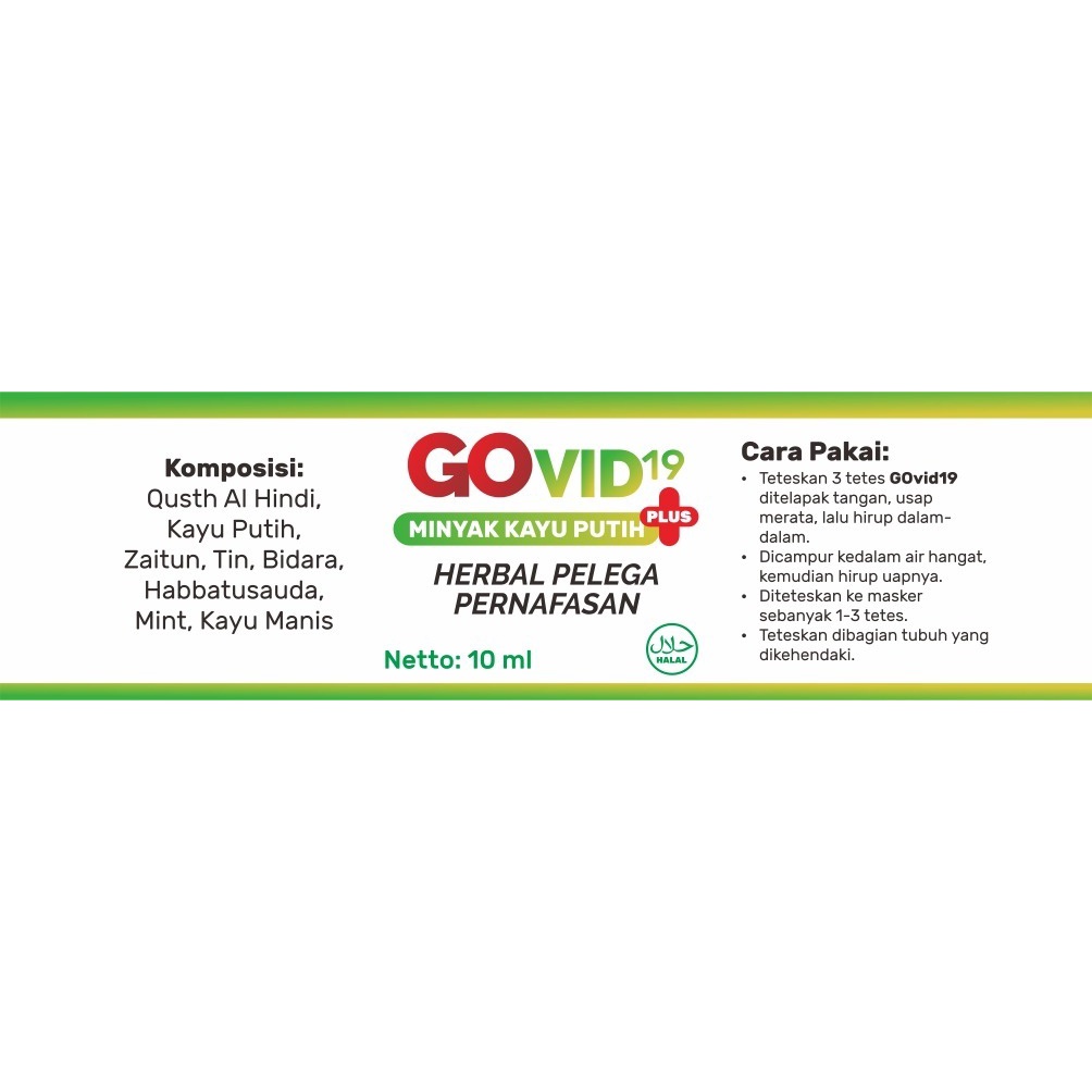 GOVID19 Minyak Kayu Putih Plus Herbal Tetes Obat Batuk Flu Sesak Nafas Asma Gangguan Pernafasan Naturafit