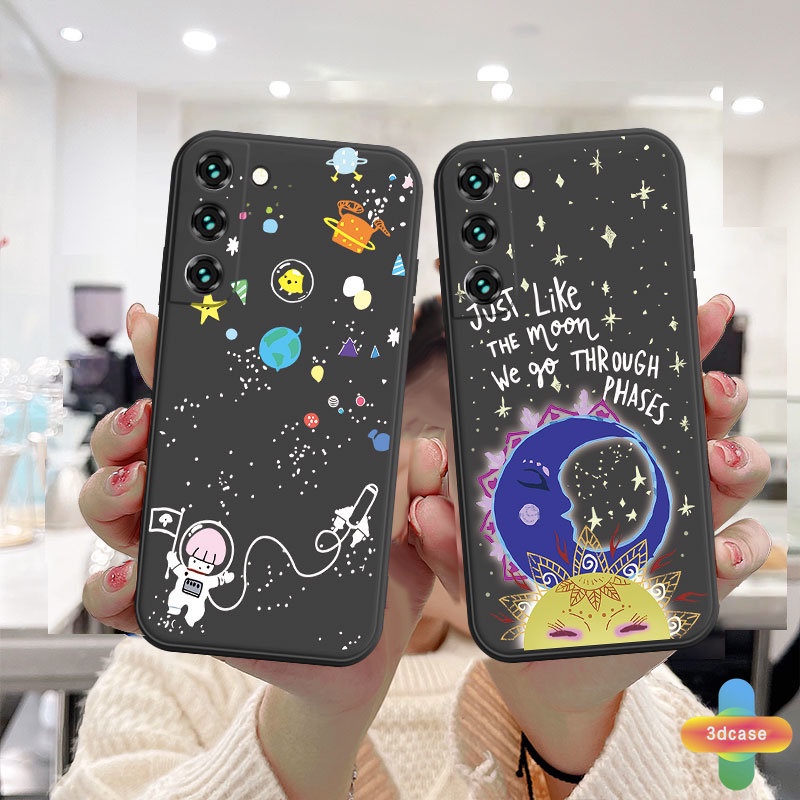 Casing Soft TPU Case Samsung A32 A52 A12 A13 A13LITE A23 A51 A10S A50 A20S J2 J7 Prime A02S A03 A20 A72 A50S A10 A30S A52S A30 M12 M10 M01S A54 A15 A16 A9 A5 Y12 Y20 A12 Cute Moon Pattern Anti-fall Case