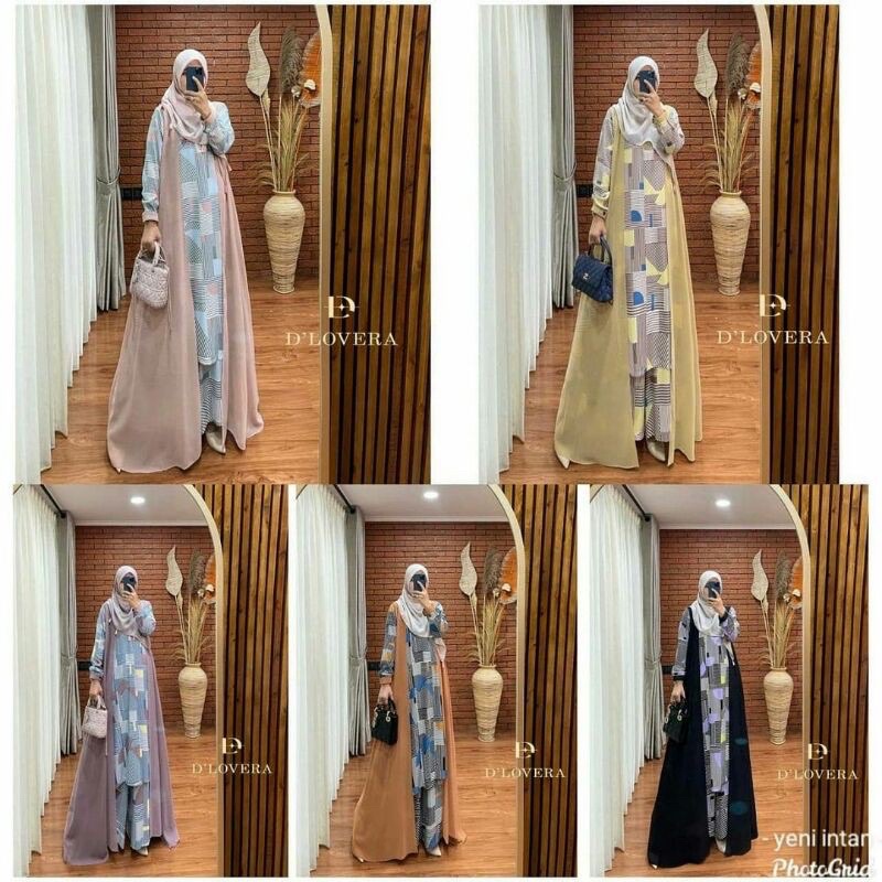 JELITA SET DLOVERA ORIGINAL SETELAN CELANA TUNIK PANJANG