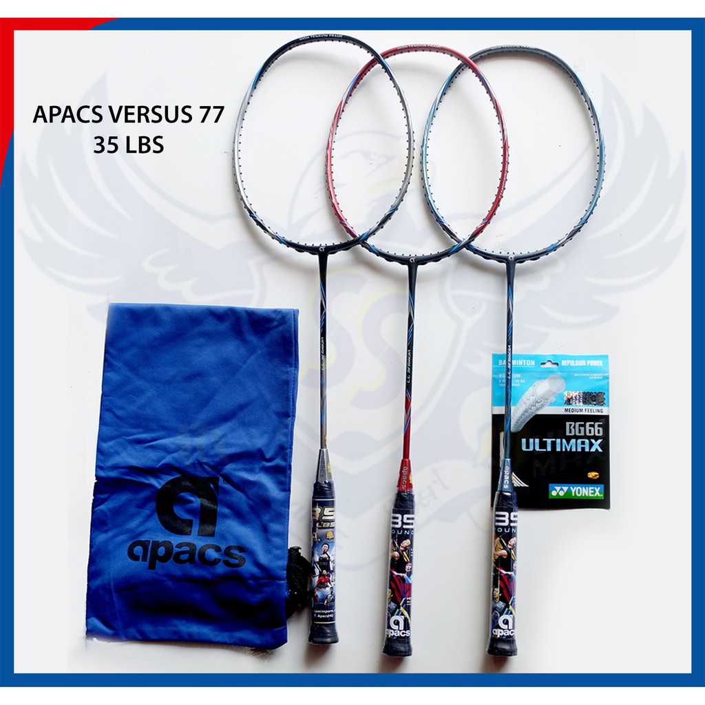 Raket Badminton Apacs Versus 77 Original Full Senar Terpasang