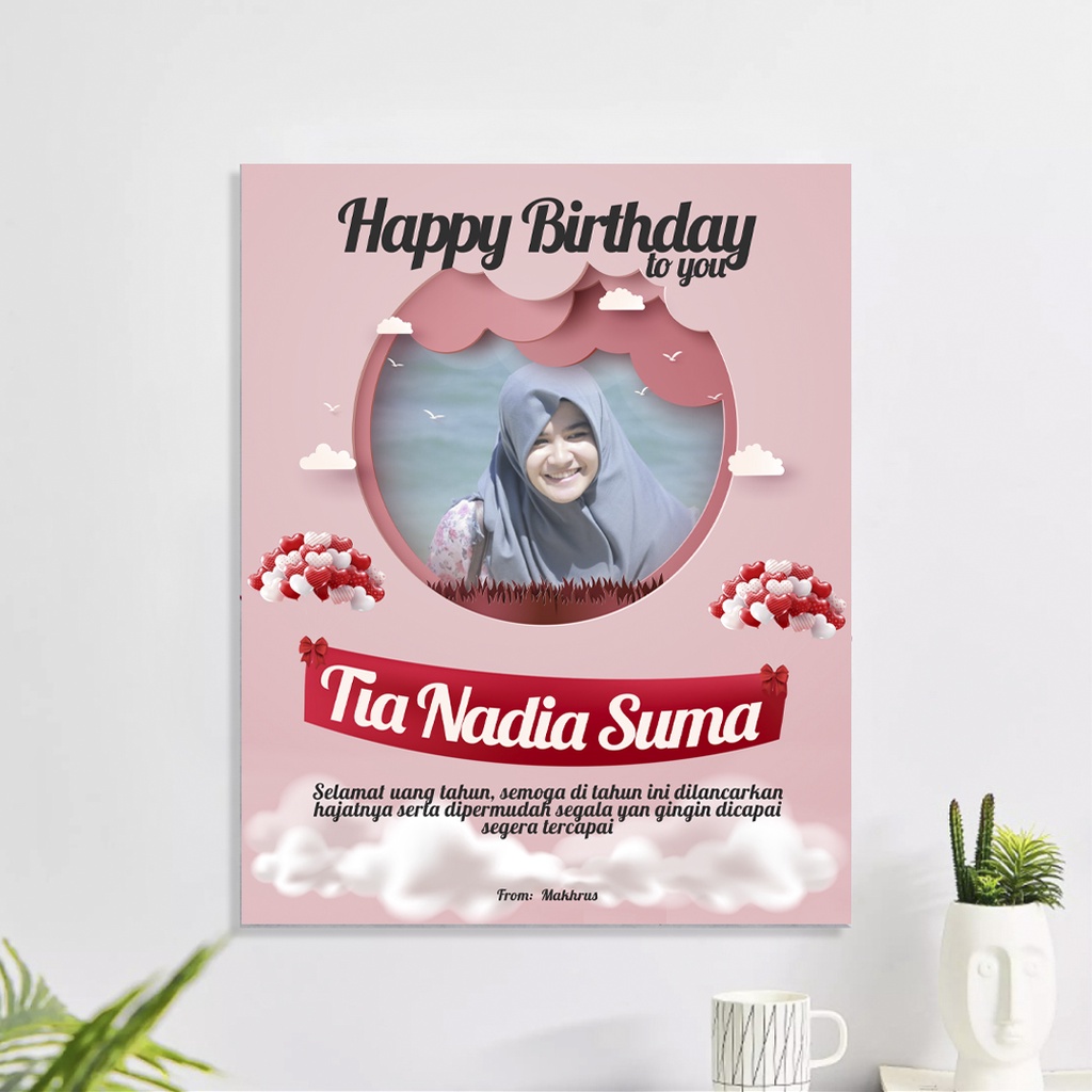 Custom Kado Hadiah Ultah Murah - Hiasan Dinding Ulang Tahun - Custom Hadiah Ultah Pacar - Custom Hia