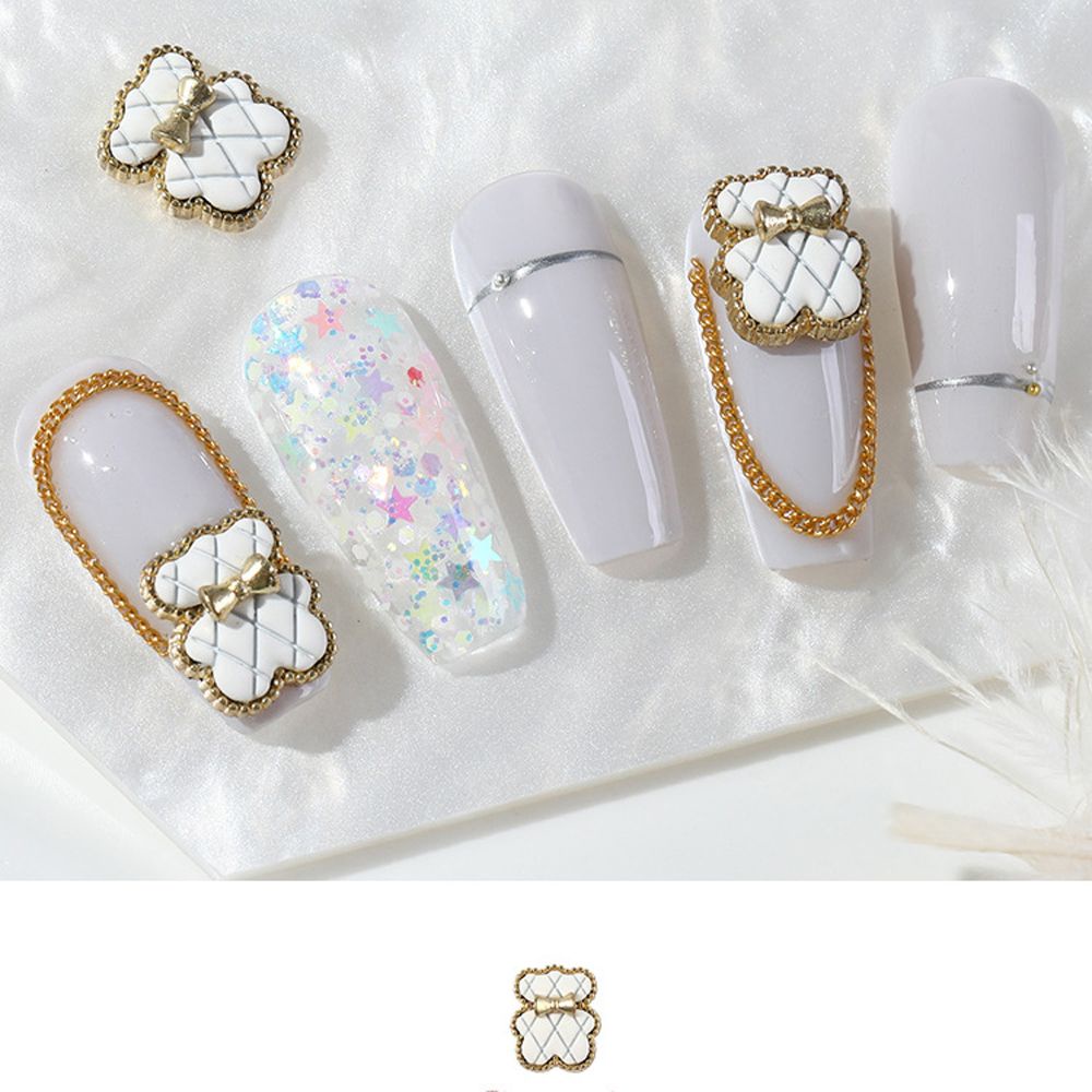 Fujia Manik-Manik Berlian Imitasi Bentuk Beruang 3D Gaya Jepang / Korea Untuk Dekorasi Nail Art DIY