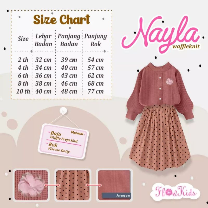 nayla set rok waffleknit by flowkids usia 2-10tahun | setelan anak perempuan