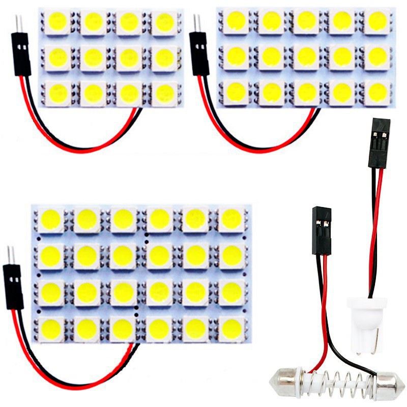 1 Pcs Mobil Panel Membaca Peta Lampu 5050 6 9 12 15 24 36 48 LED SMD Dome Interior Lampu Atap T10