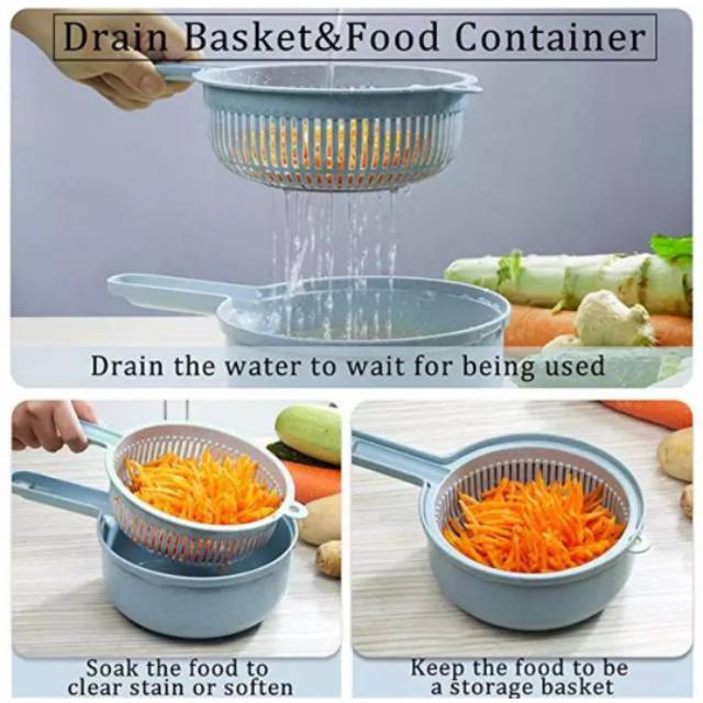 Grosir - H7001 Set Alat Parutan 12 in 1 / Mandoline Bulat / Alat Pengiris &amp; Pemotong Kentang Sayur