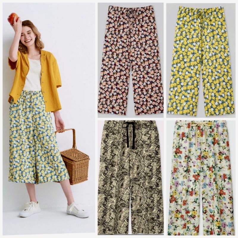 UNIQLO original relaco pants / celana kulot motif branded Uniqlo Katun Rayon 7/8 dan panjang