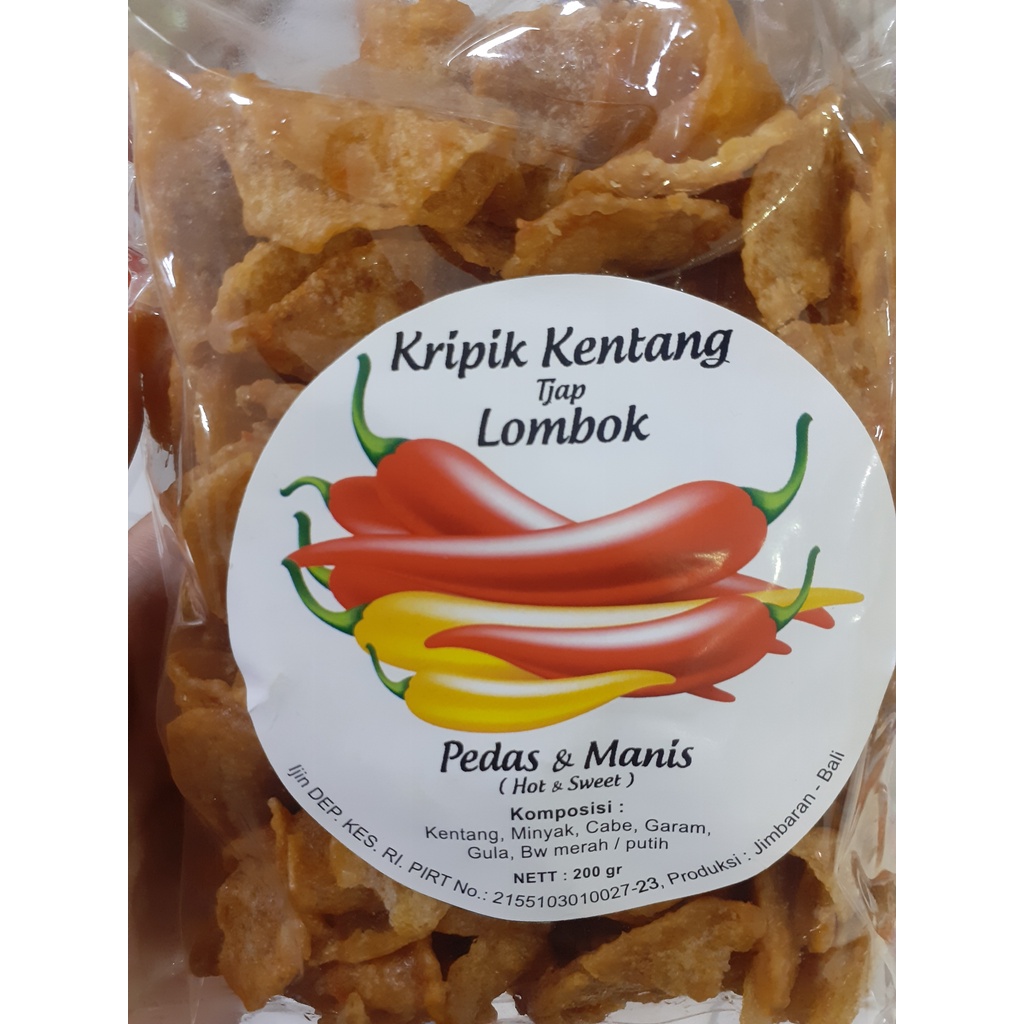 KERIPIK KENTANG PEDAS MANIS CAP LOMBOK 200GR ASLI BALI