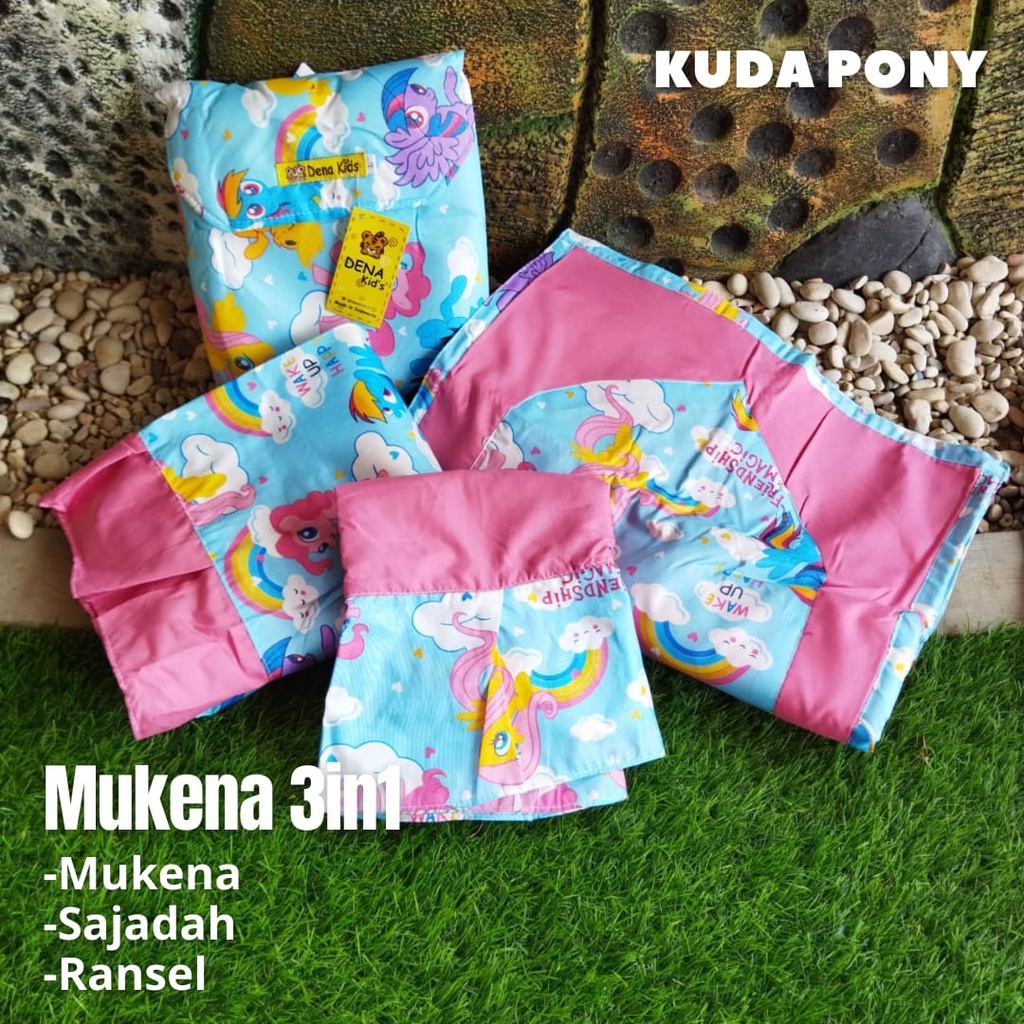 Mukena Anak 3 IN 1 Ada Sajadah Dan Ransel Usia 3 4 5 6 7 8 Tahun Bahan Katun Clodia Motif Kartun-4