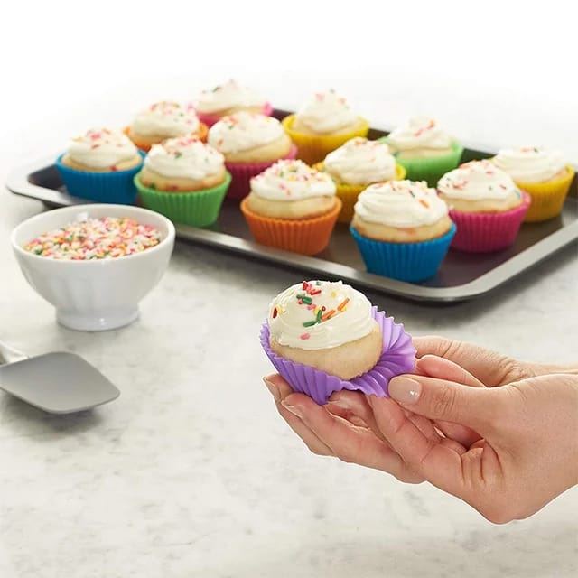 Cetakan Muffin Kue Cup Cake Silicone TEBAL Tahan Panas Cetakan Silicone Cake Pudding Agar-Agar Cup Cake