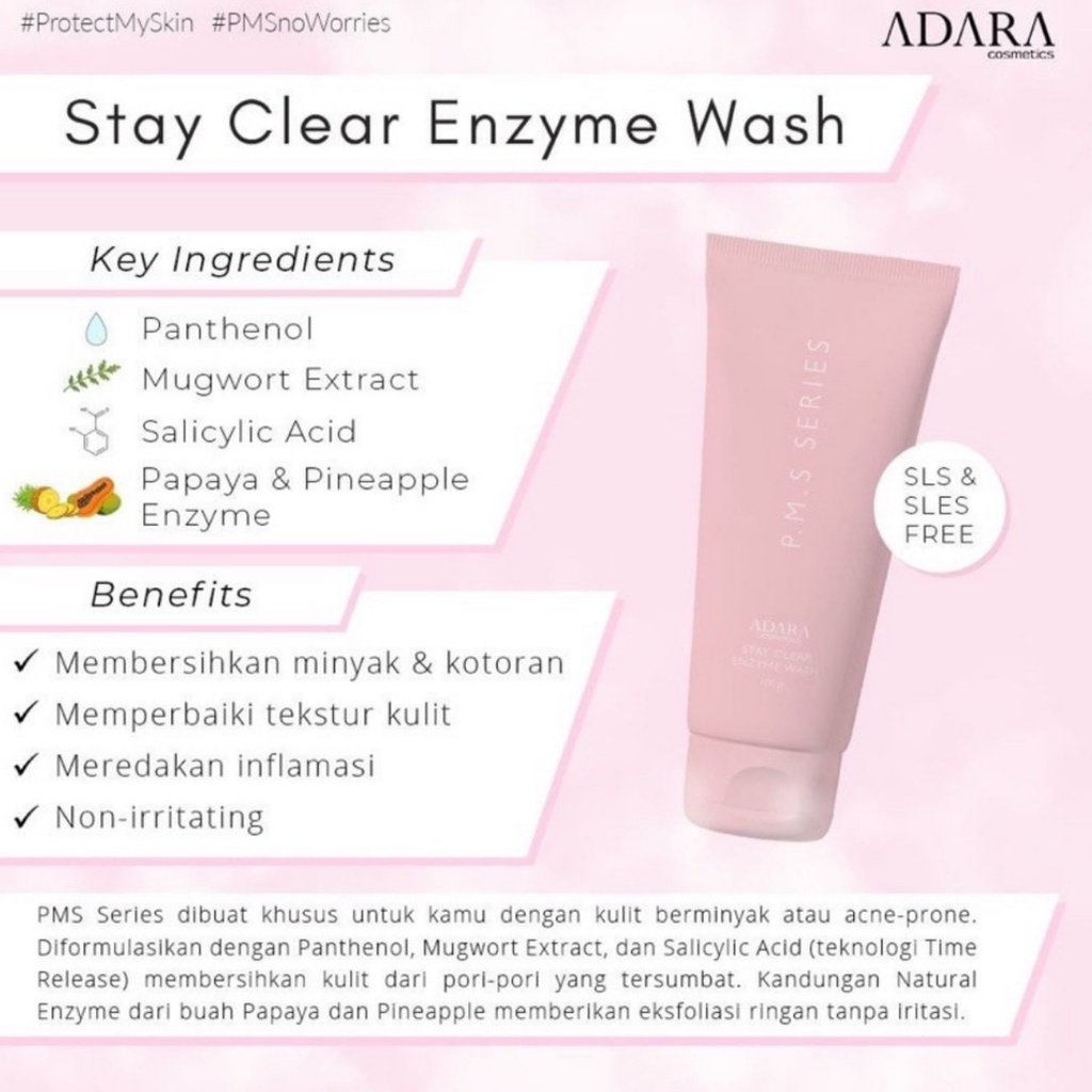 [FREE GIFT]  Adara P.M.S Series Stay Clear Enzyme Wash and Clarifying Toner