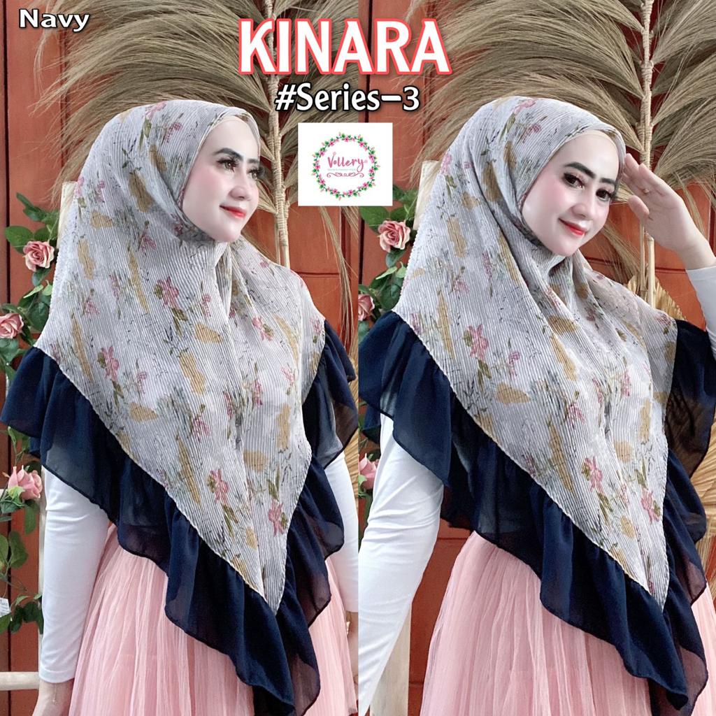 Jilbab Segiempat Segi Empat Square Kinara Plisket Ori Vallery Hijab-KINARA 3 - NAVY